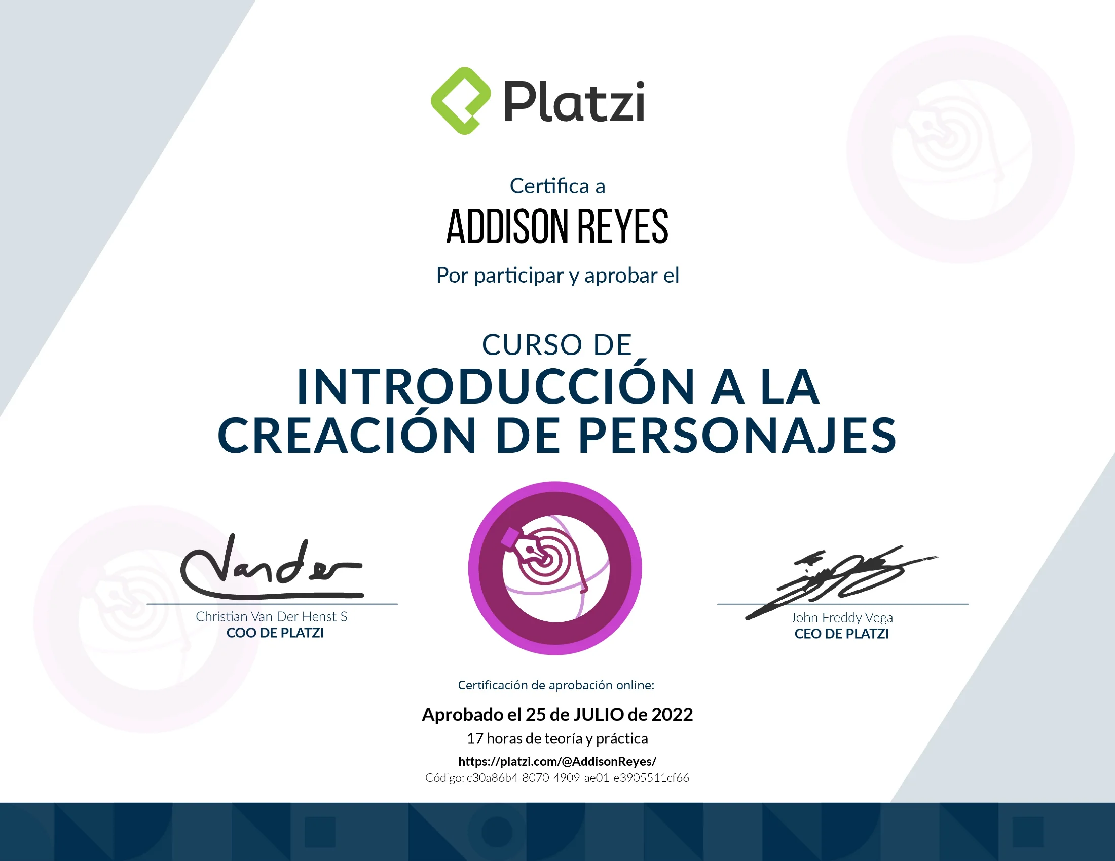 diploma creacion personajes